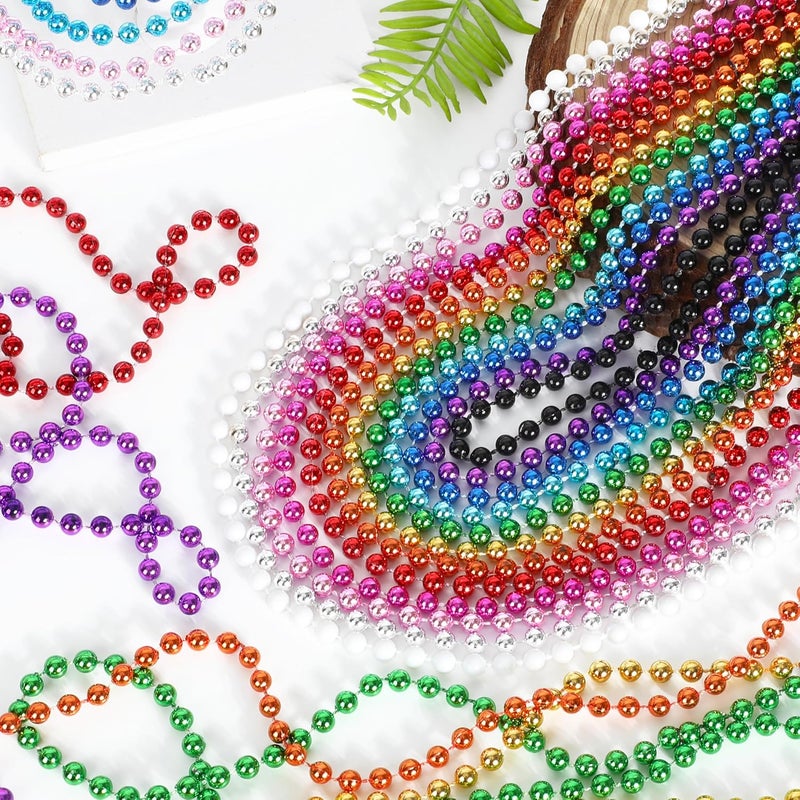 VLUV 36Pcs Beaded Necklace, Mardi Gras Beads Necklaces Accessories, 33 Inch Bead Costume for Women Man, Festival Parade Throw Supplies - Image 5